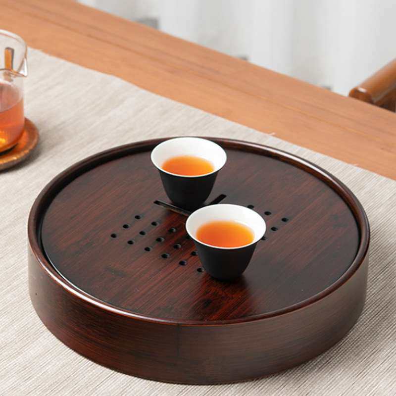 祥福新款现代简约高端楠竹家用储水干泡台茶台托盘茶海茶几茶盘