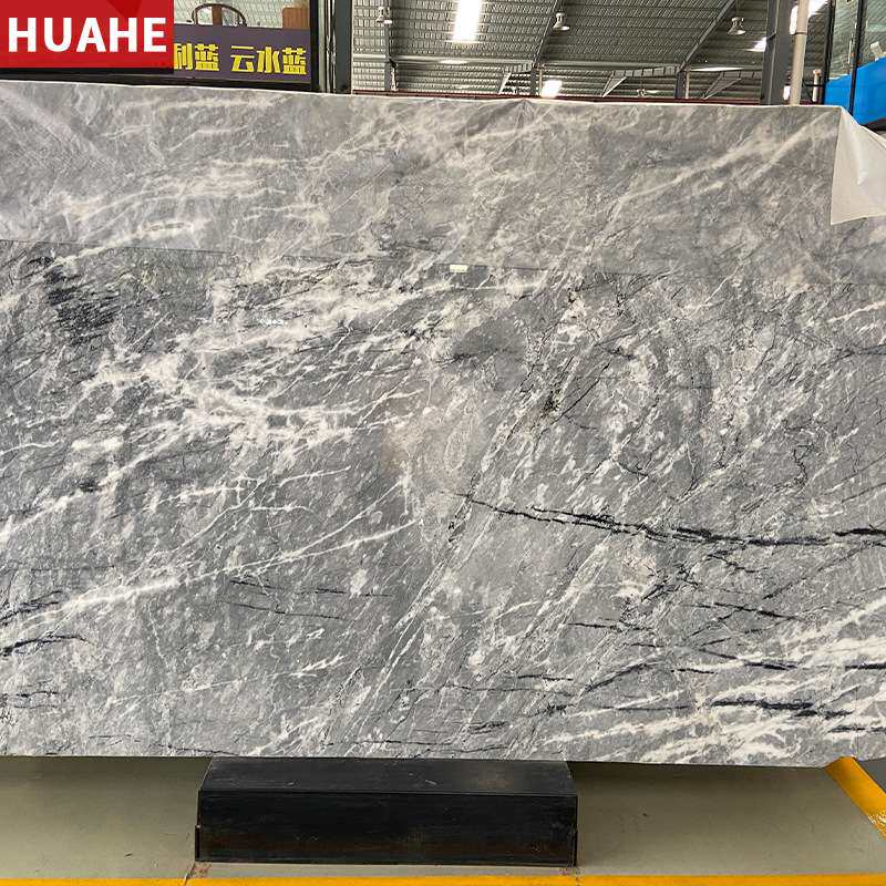 云水蓝天然大理石板灰色石材飘窗台奢石台桌面过门槛楼梯加工