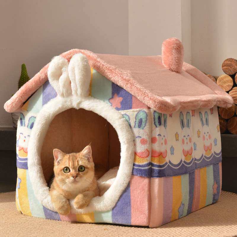 狗窝四季通用可拆洗房子别墅小型犬泰迪床封闭式宠物猫窝冬天保暖