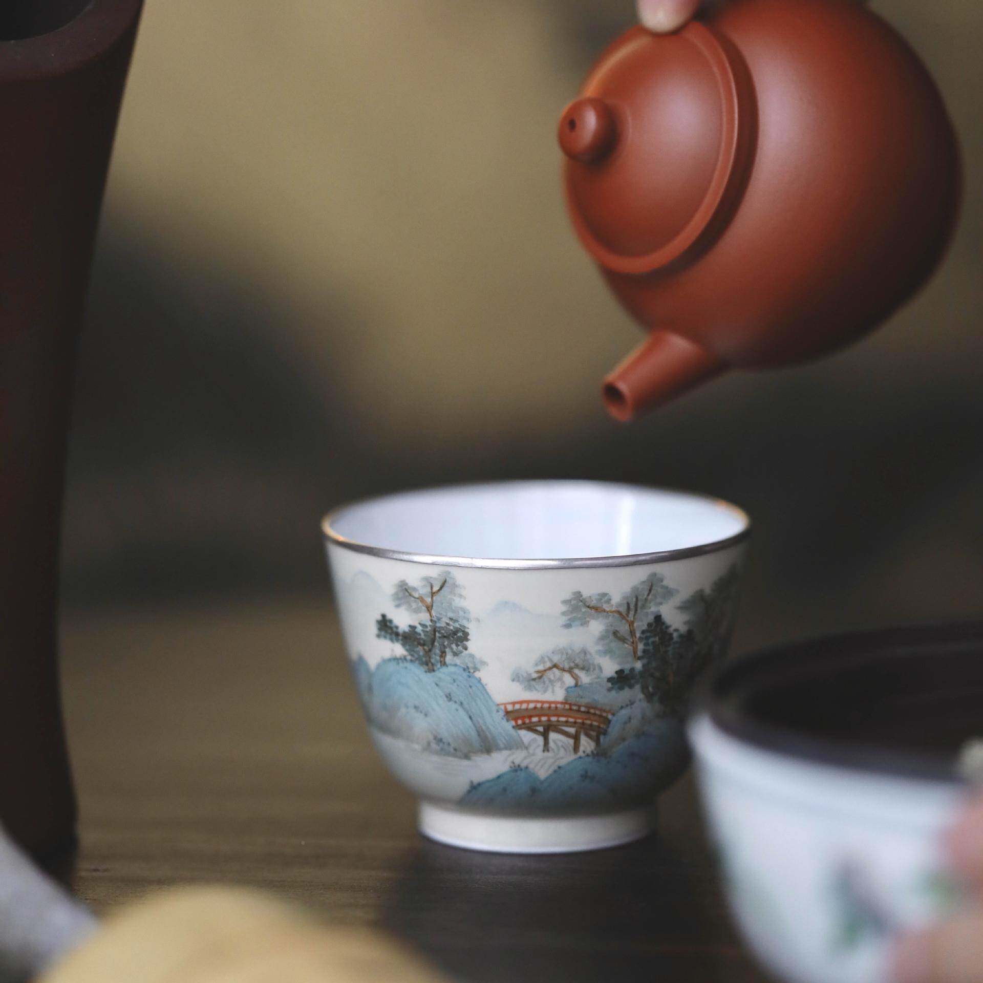 弥云斋手绘拟周山水沈吾杯主杯只FJS单茶杯人复古陶瓷