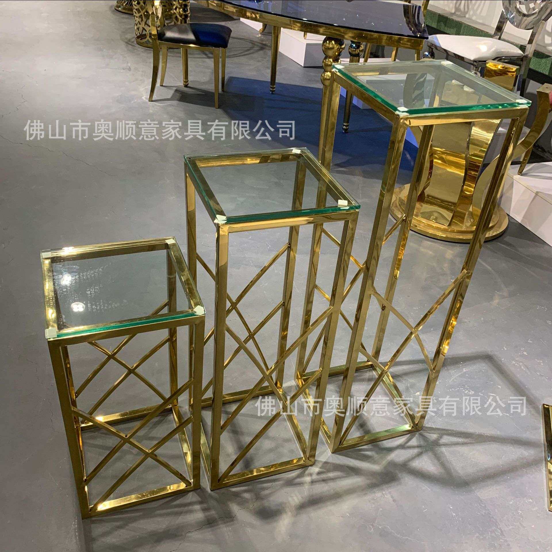 不锈钢钛金色婚庆道具路引婚礼派对用小花架花摆件