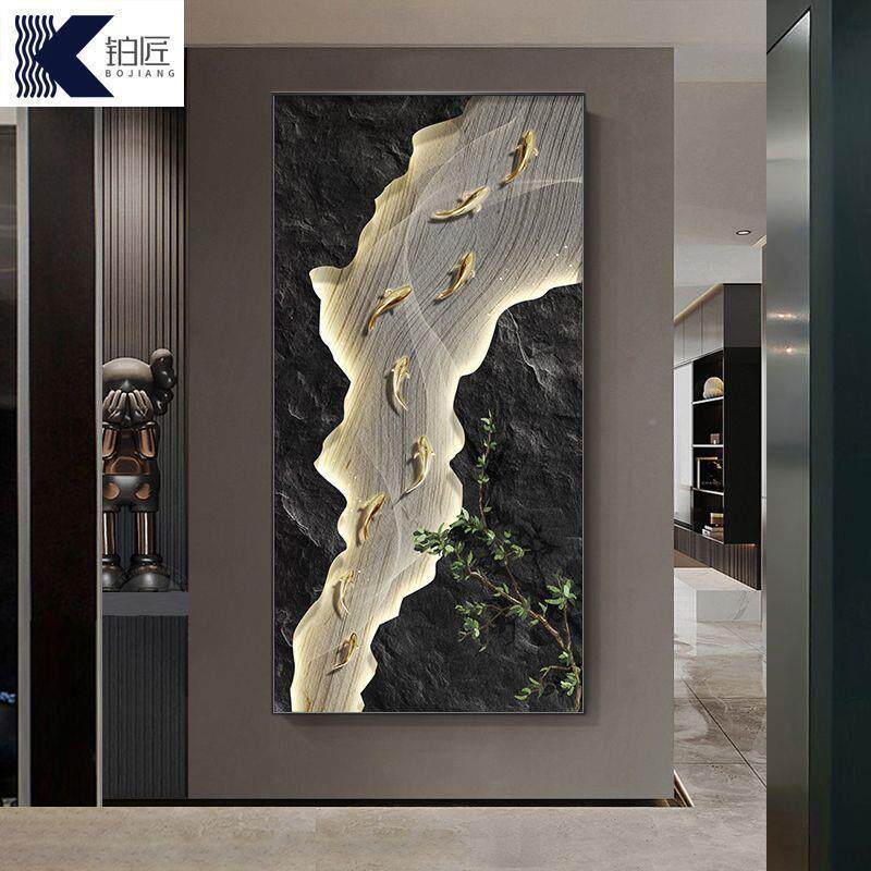 入UNO对户门玄关九鱼装饰画高级简约画正门高档廊挂厅画过道走客