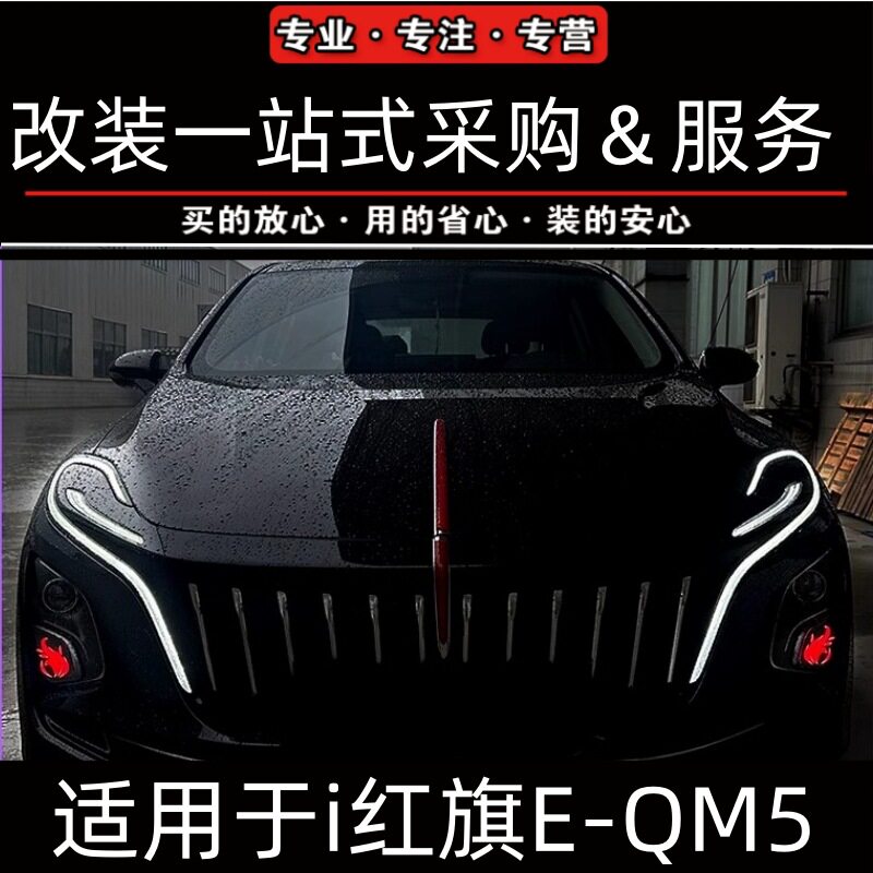 红旗EQM5机盖流光灯日行灯总成中网旗标灯发光车标eqm5后杠灯尾翼