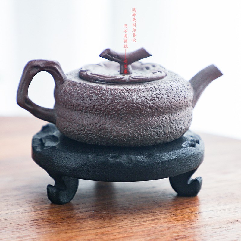 新乌金石茶壶底座隔热配件茶炉摆件石头置物架创意杯垫壶垫