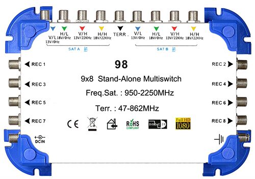佳星 9进8出电视信号多路开关九进八出 MS98