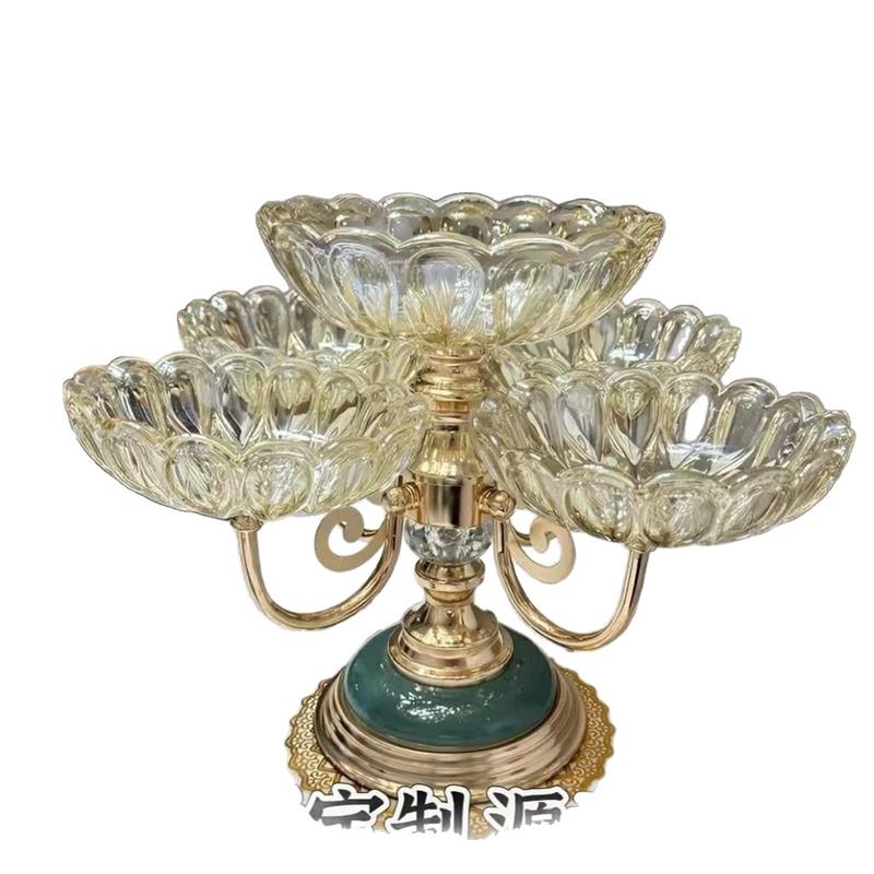 创意水晶家居摆件旋转中式仿古简约风欧式轻奢创意家用客厅干果盘