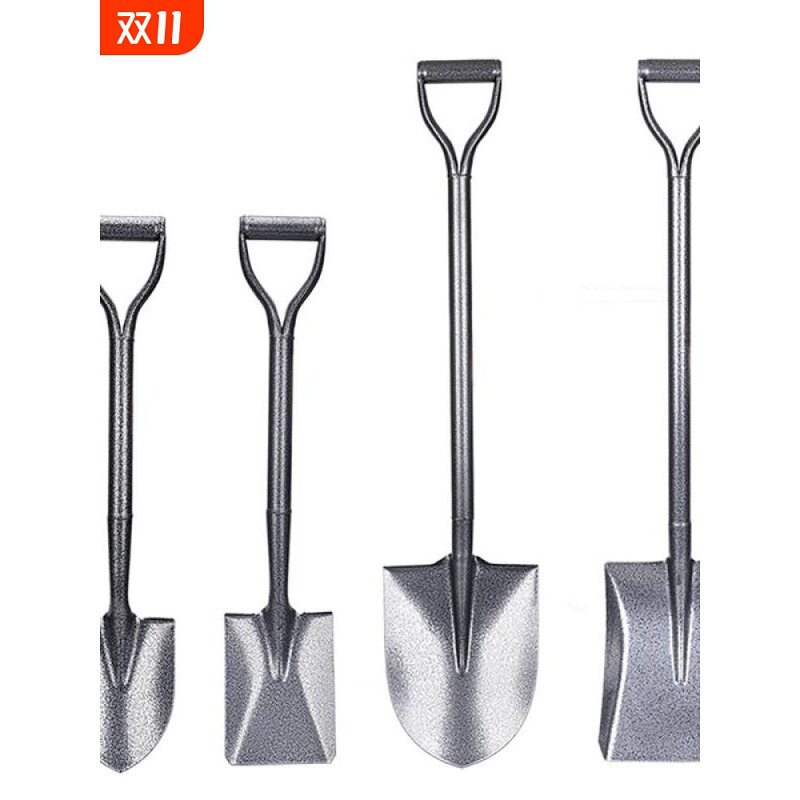 一体全钢锹加厚尖锹方锹铁锨铁锹园艺农用锰钢小号铁铲园林工具图片