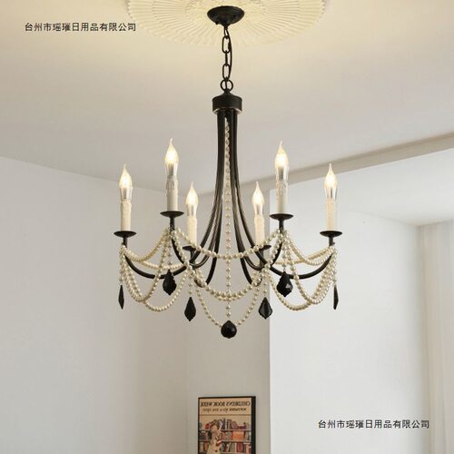 美式点灯法式复古吊灯法式吊灯法式客厅灯美式黑色法式水晶吊灯