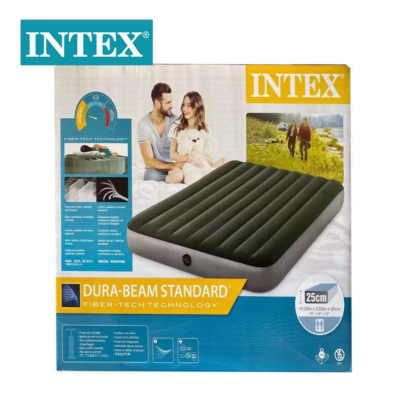 INTEX64109绿色加大双人植绒线拉充气床垫野营车载气垫床