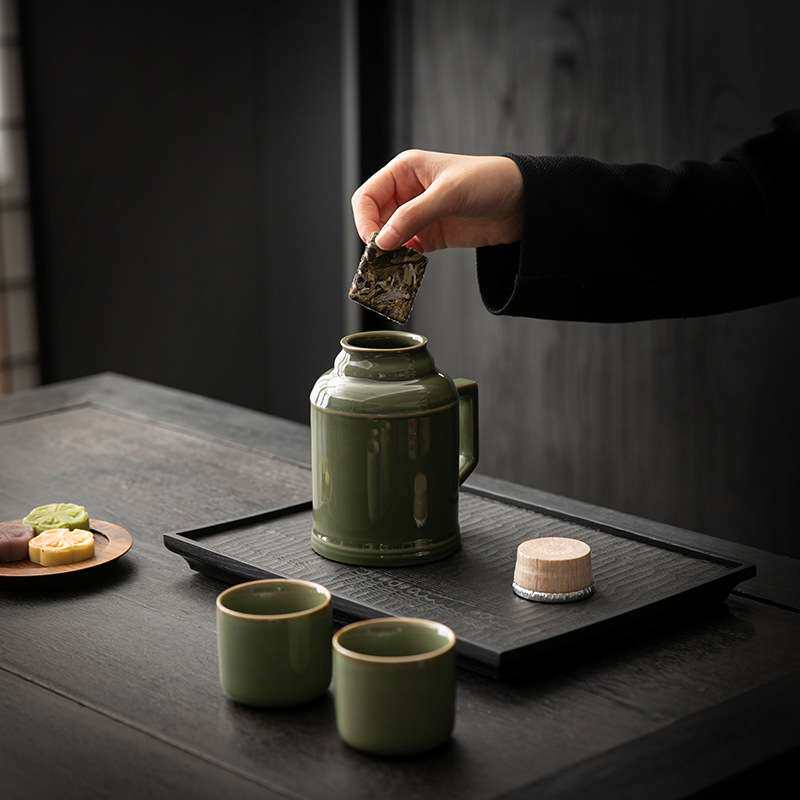 创意小暖壶木塞盖陶瓷养生焖茶壶一壶二杯泡茶小套装仿古冷水壶