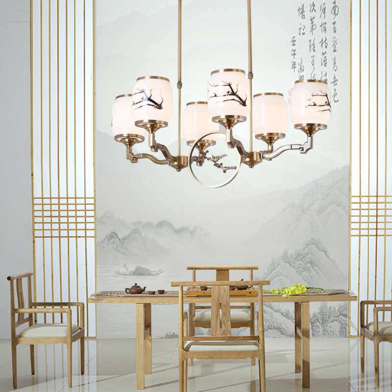 全铜禅意新中式古典仿古客厅餐厅饭厅书房卧室别墅复式楼梅花吊灯