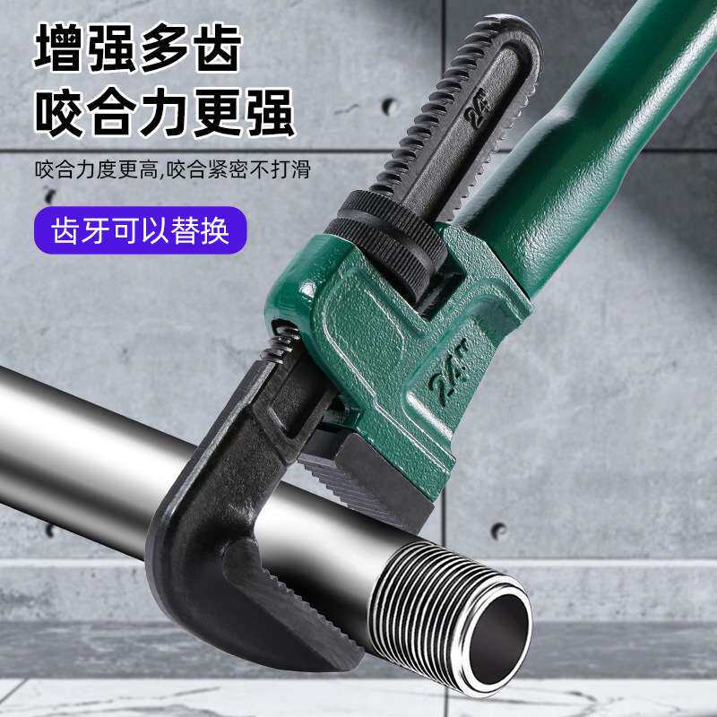 鲁威工具工业级重型加力管钳油田伸缩扳手伸缩式管子钳管道维修