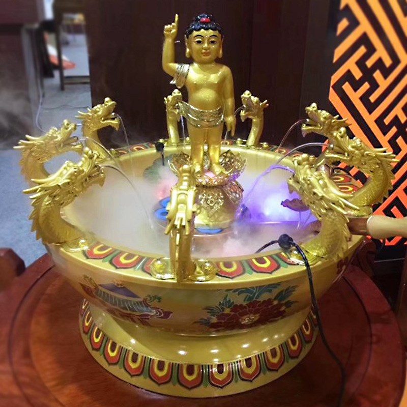 浴佛盆 释迦牟尼佛全铜浴佛盆 彩绘九龙浴佛盆指天地太子浴佛盘厂