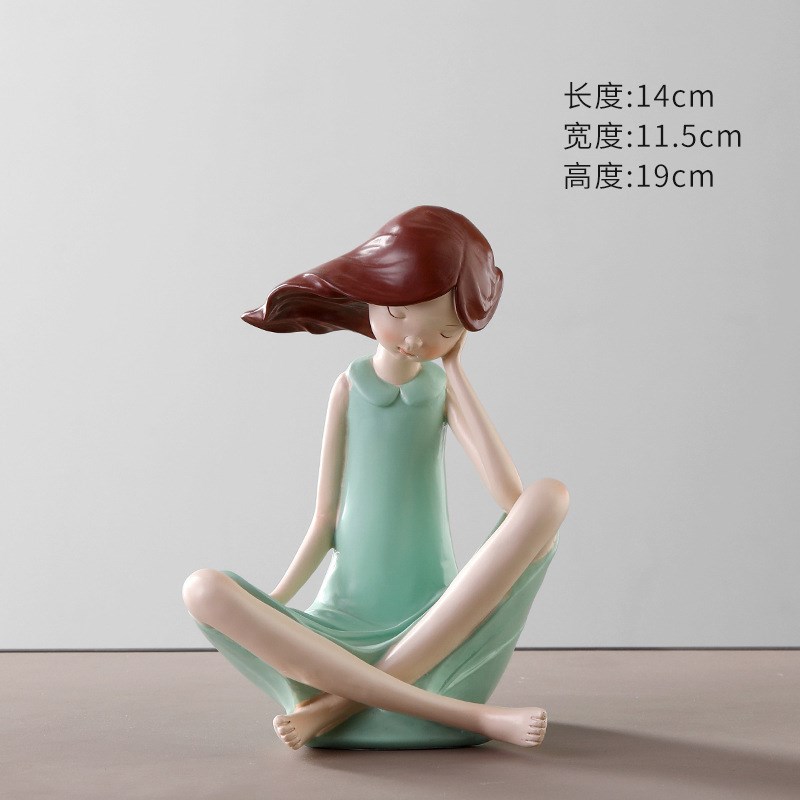 创意可爱少女心女孩小摆件树脂工艺品儿童房间电视柜桌面软装饰品