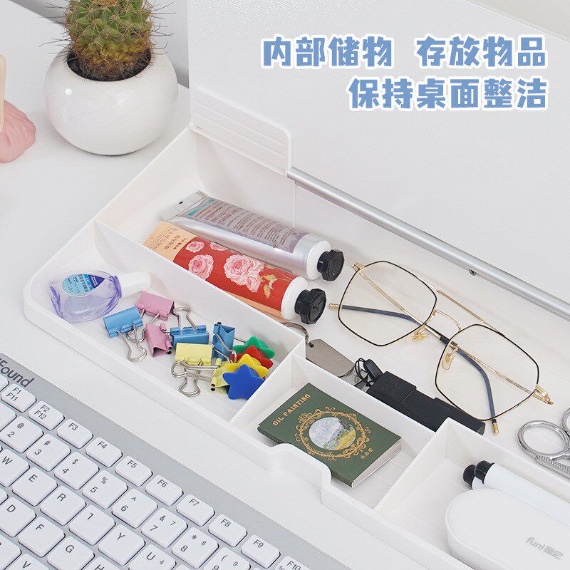 富尼办公桌面多功能收纳钢化玻璃工作台商务简约可书写收纳笔盒