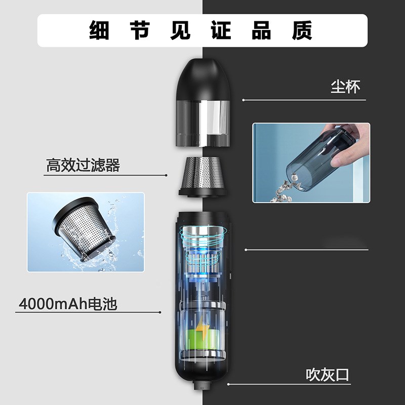 迷你桌面吸尘器手持无线超强大吸力车用家用吹吸一体车载吸尘器