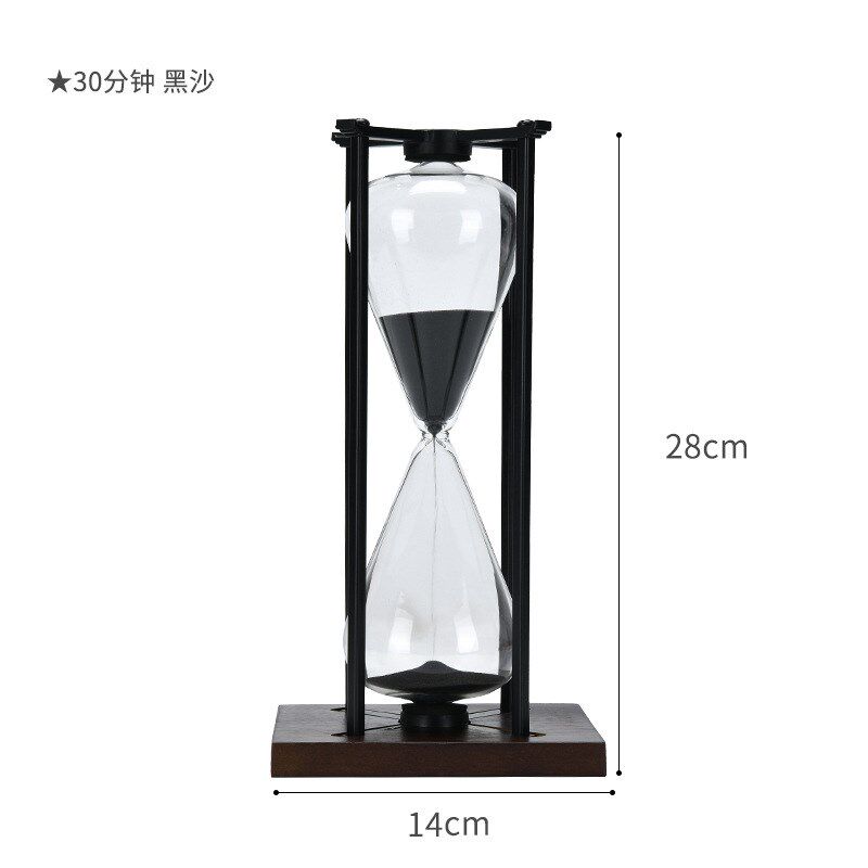 摆件高级感计时器复古玻璃沙漏 创意刷牙时间金属漏沙流沙沙漏