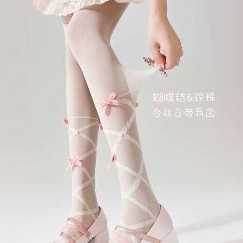白色丝袜女夏季薄款lolita洛丽塔