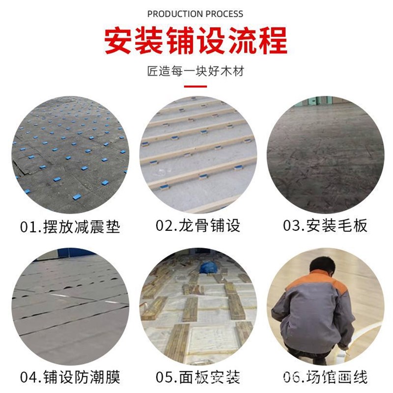 室内篮球馆运动木地板实木羽毛球馆舞蹈室枫桦木体育馆双龙骨专用