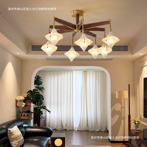 法式中古客厅吊灯卧室主灯别墅楼梯灯轻奢高级感奶油风星星餐厅灯