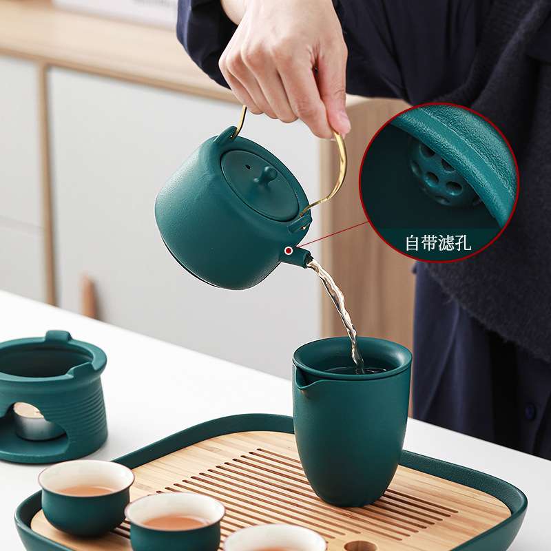 中式复古茶具套装粗陶色釉茶盘茶壶茶杯一整套家用2024新款茶具