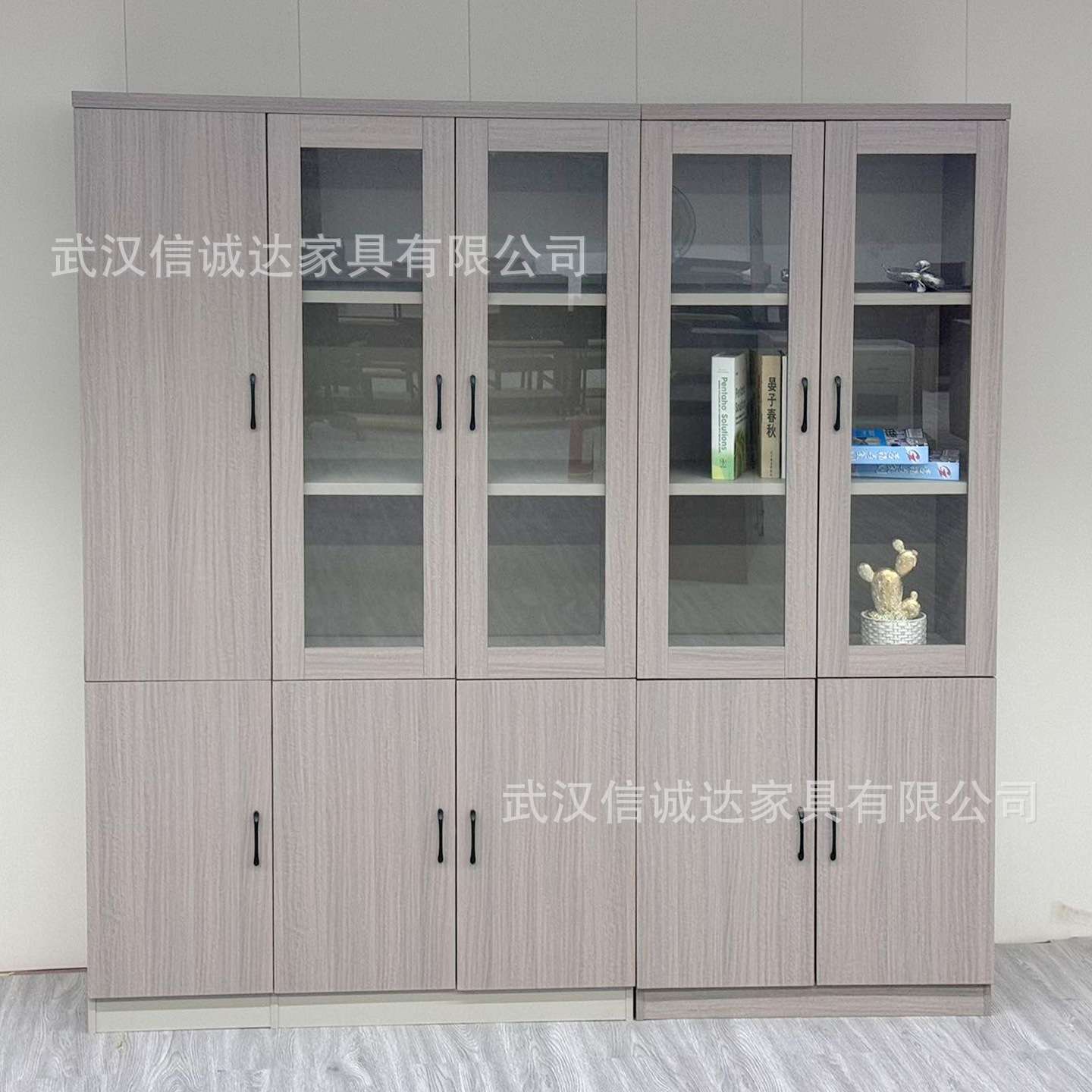 武汉现代简约文件柜立体式办公档案柜资料柜落地书柜玻璃门柜子