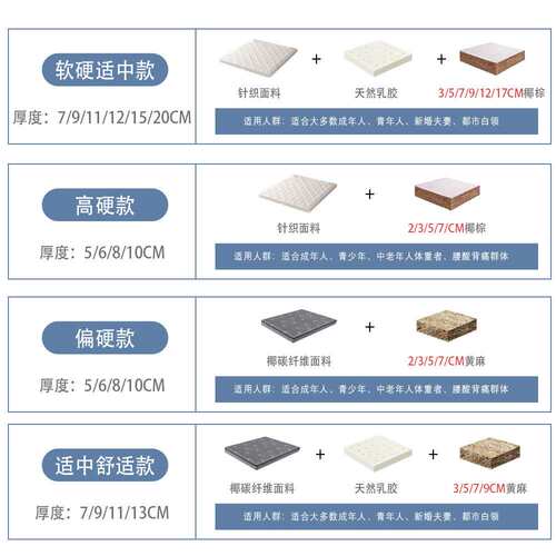 海马乳胶床垫软硬两用席梦思椰棕硬垫老人小孩家用黄麻护脊床垫