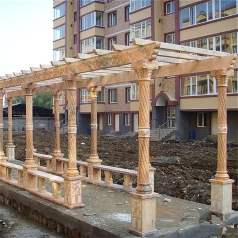 石雕汉白玉长廊花岗岩葡萄架公园景观花岗岩凉亭双层青石龙柱石亭