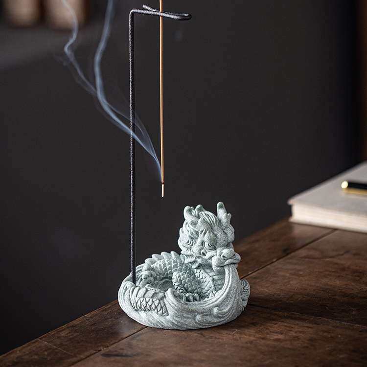 中式创意祥龙吉祥物家居工艺品桌面香熏炉香插摆件茶桌茶几装饰品