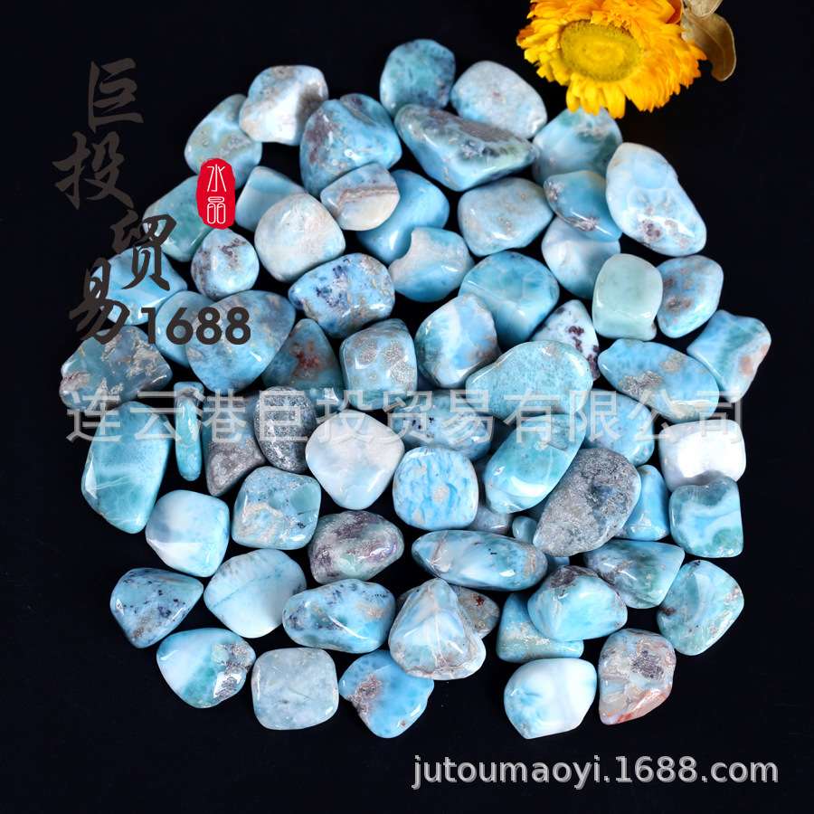 天然海纹石碎石摆件龟背纹拉利玛原石碎料跨境儿童淘矿石家居装饰