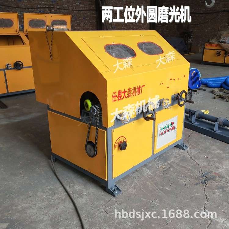 立式双组棉布轮钢管圆管抛光机 两工位外圆抛光机厂家 铝管抛光机