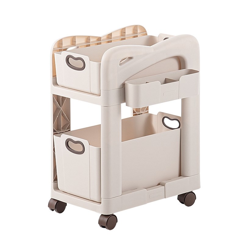 书包置物架可移动小推车书本收纳架家用多层桌下学生放包滑轮柜子