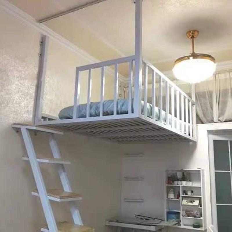 北欧省空间铁艺床吊架床小户型现代简约楼阁单身公寓高架床挂壁床