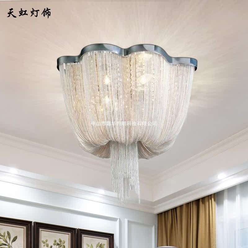 意大利轻奢流苏水晶吸顶灯客厅卧室餐厅设计师感艺术花形不锈钢灯