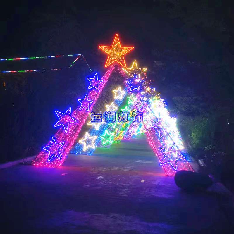 户外爱心街道灯光节LED拱门造型跨街时光隧道工程亮化造型景观灯