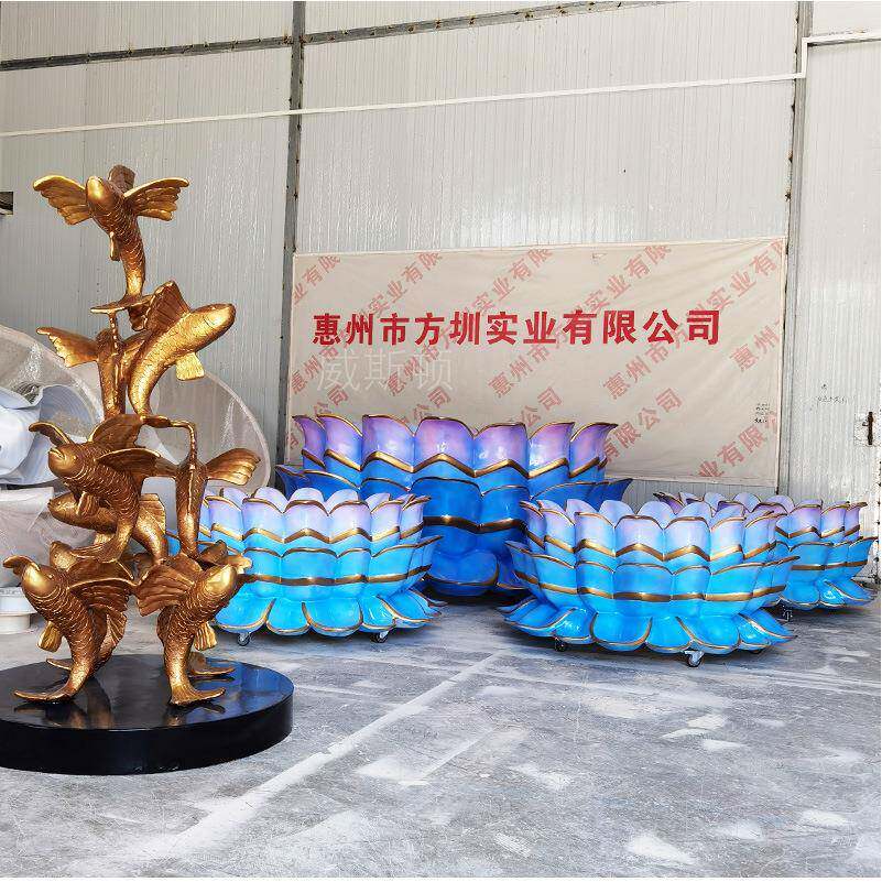 威斯顿户外仿真玻璃纤维莲花雕塑水景公园美陈植物模型景观摆件