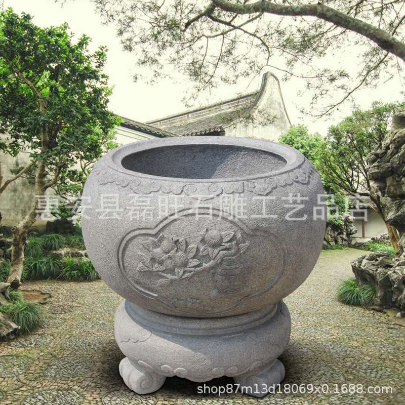 福建厂家石雕鱼缸欧式石槽摆件青石仿古花盆庭院户外流水景观摆件
