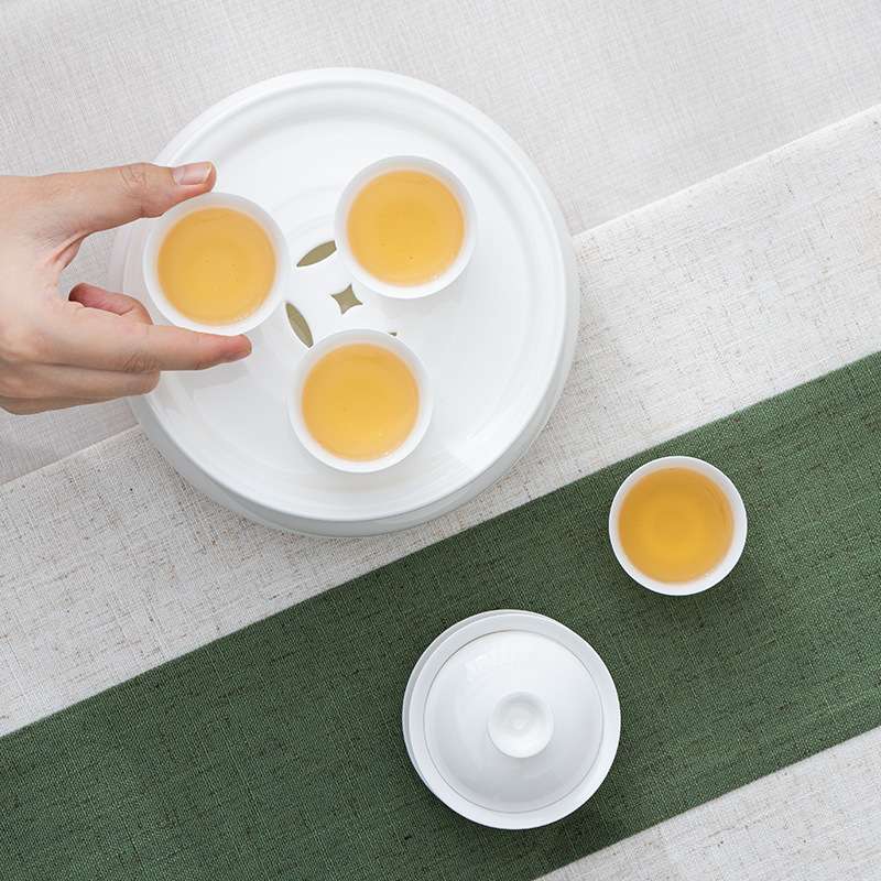 兴泥匠 薄胎骨瓷茶具 户外旅行 便携冲茶器 潮汕工夫茶具 6寸茶盘