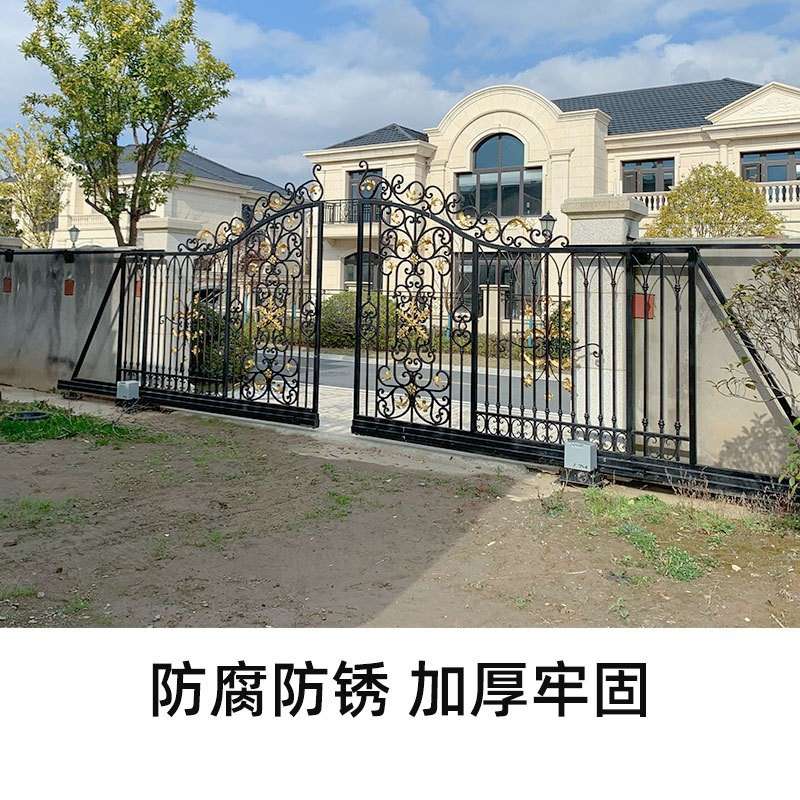 博盾欧式铁艺门花园庭院门自动门学校大门公园别墅双开门平开门