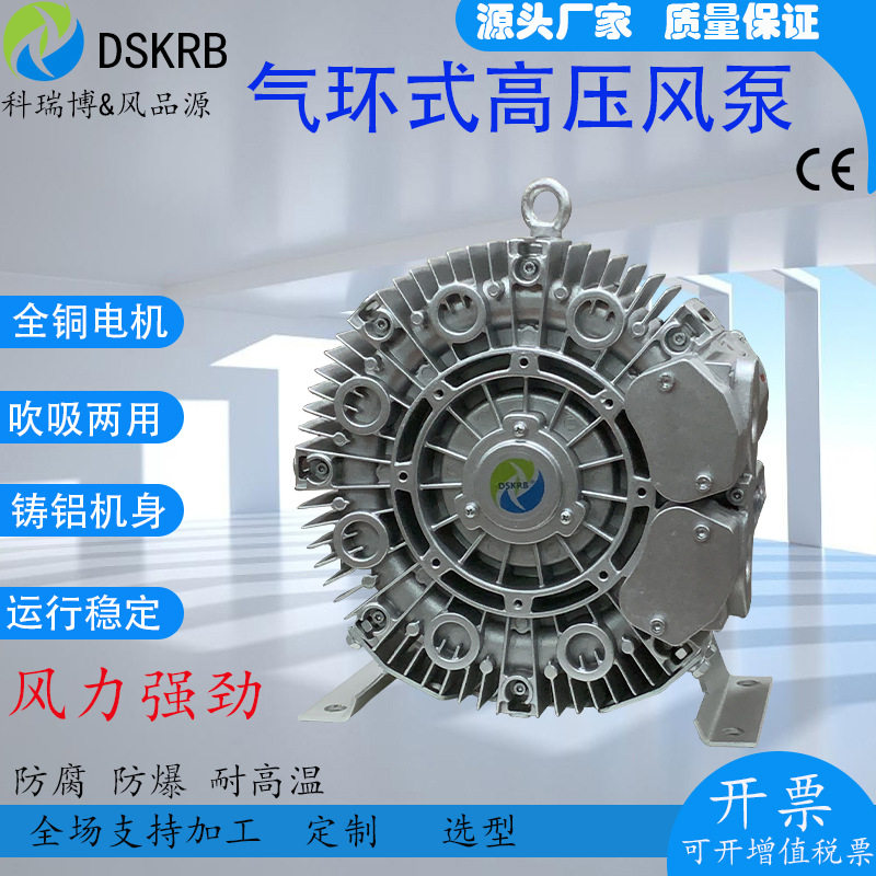 4RB高负压旋涡气泵漩涡风机4KW气环式真空泵高压风机吹吸两用