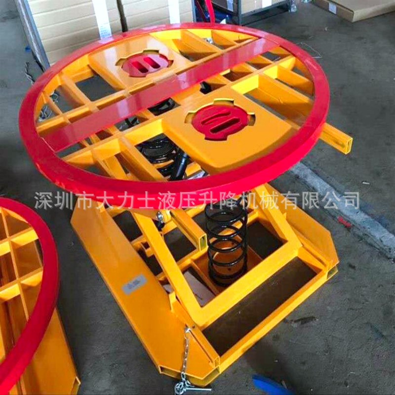 弹簧固定平台车k 圆形旋转升降台 升降机自动弹簧式升降平台