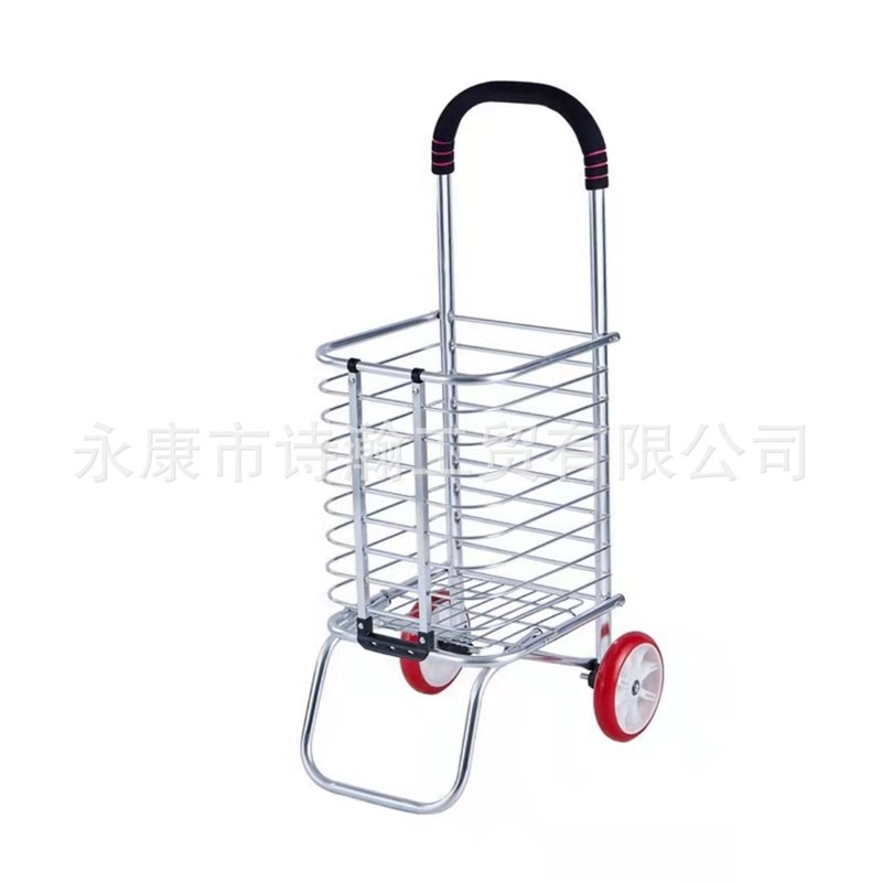 加粗款铝合金可折叠便携式可G移动超市购物车买菜车
