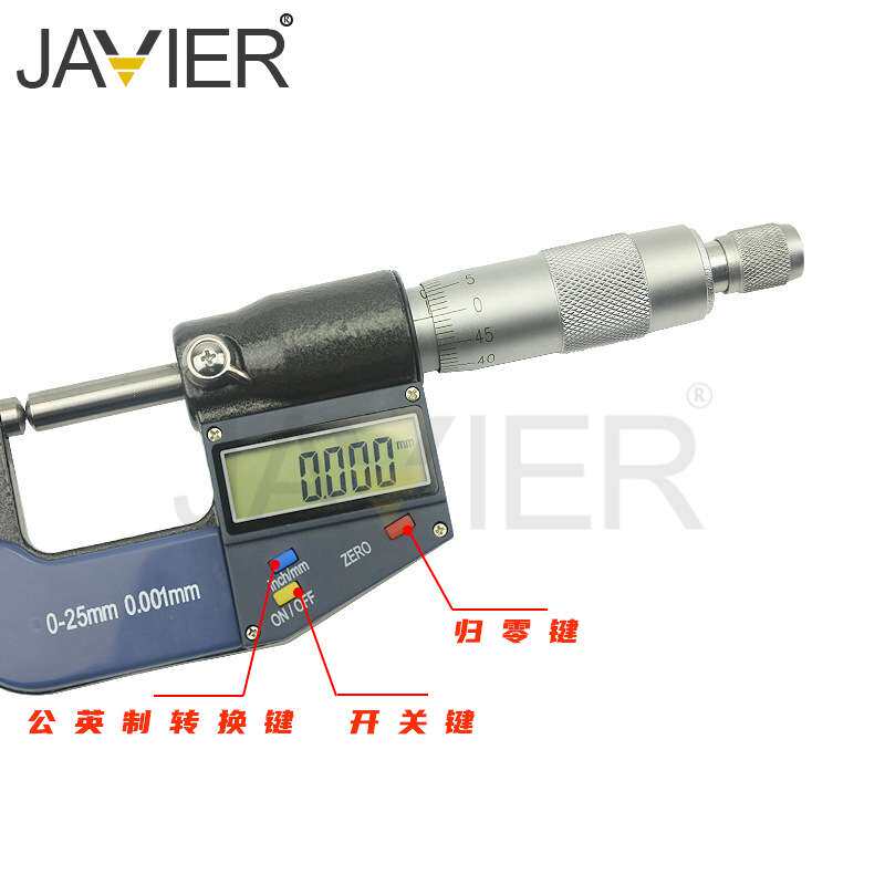 JAVIER0-25MM电子数显外径千分尺 双尖头双圆头微米千分尺