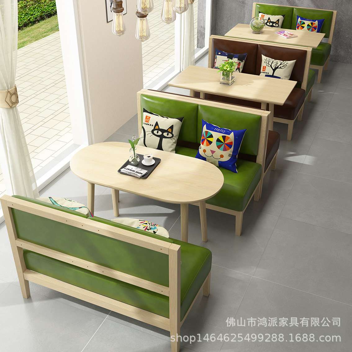 实木简约卡座沙发酒吧休闲吧水吧桌椅音乐餐厅咖啡厅双人桌椅组合