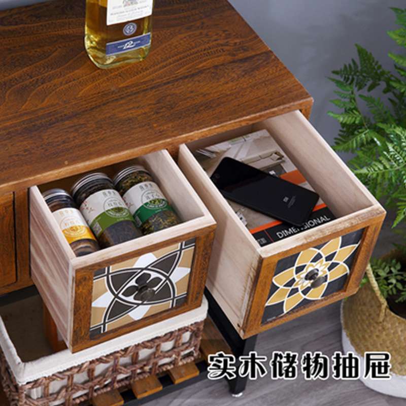 新中式玄关桌轻奢玄关台复古铁艺玄关柜实木斗柜靠墙长条窄边桌子