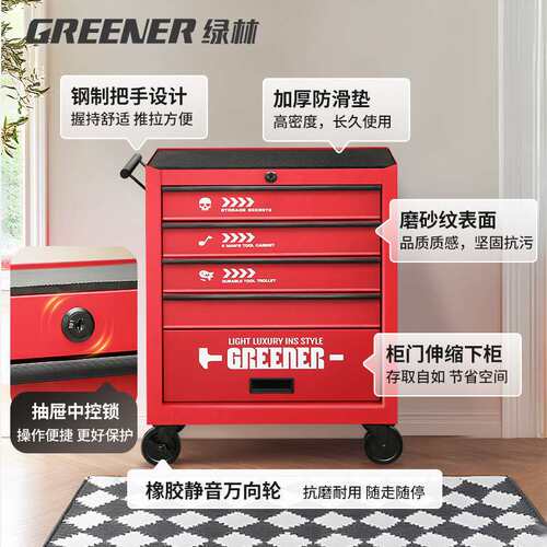 绿林收纳车咖啡厅储物柜移动小推车铁皮置物架柜子工业风收纳柜