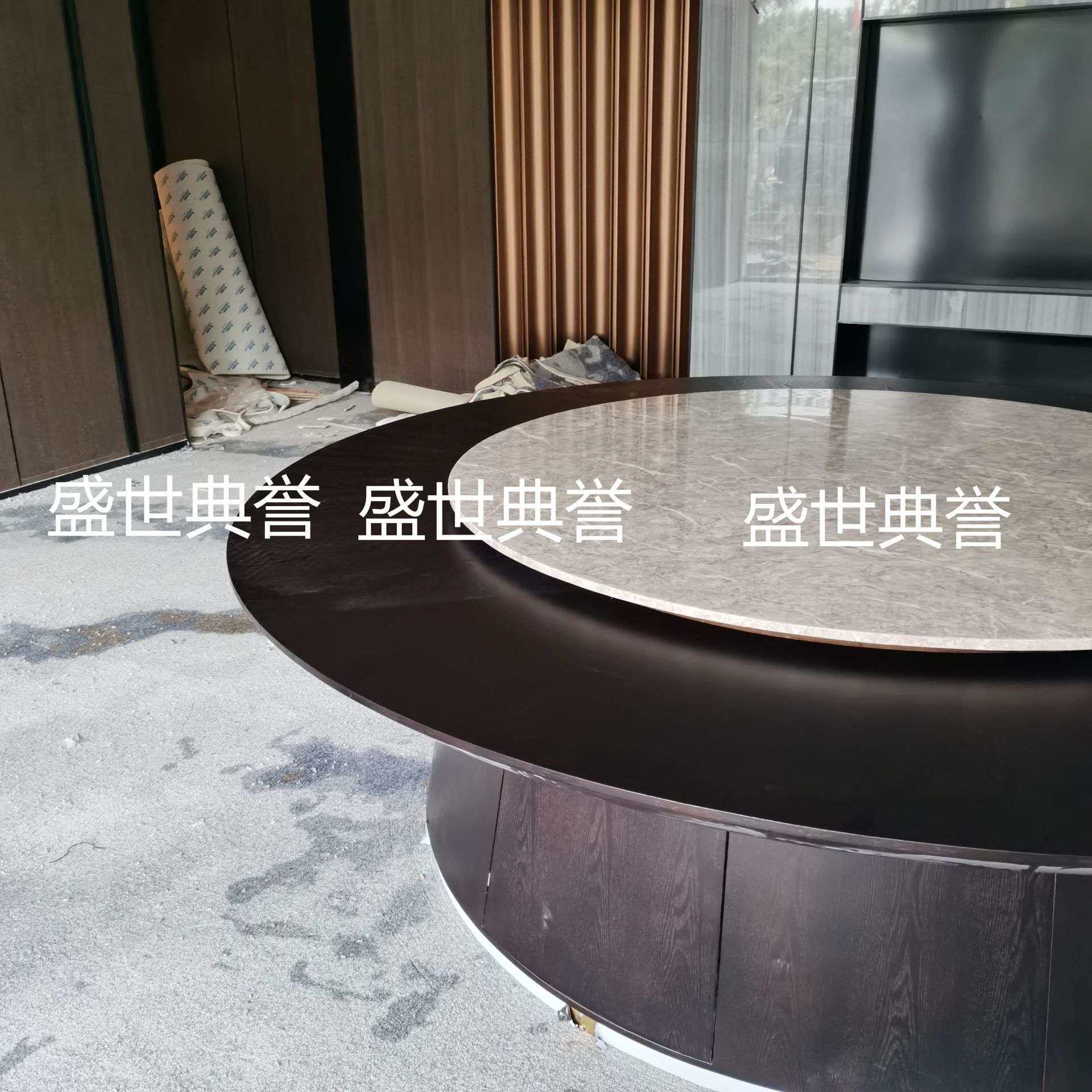 营口星级酒店实木餐桌椅海鲜酒店实木电动餐桌明档餐厅电动大圆桌