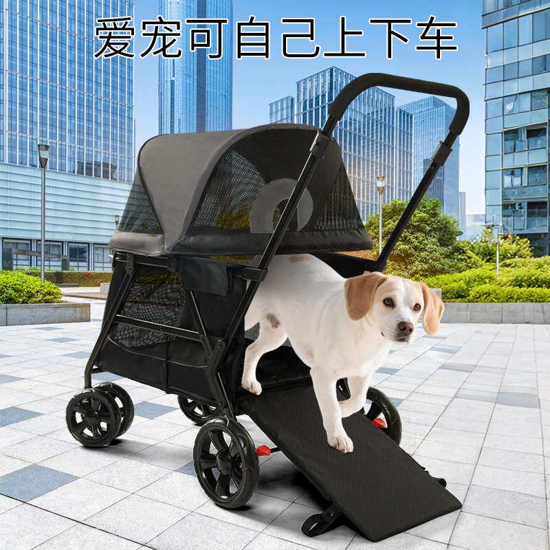 欧美中大型宠物推车大空间狗狗手推车户外残疾老年多宠代步车