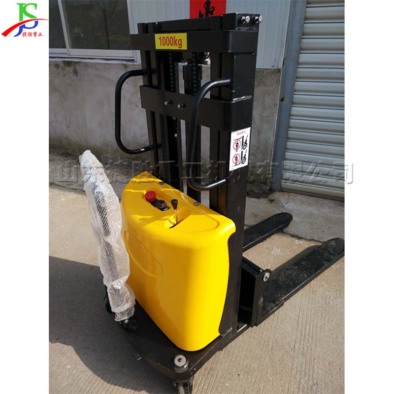 载重1Ta2T搬运车 液压手推式电动堆高车 半自动站架式托盘叉车
