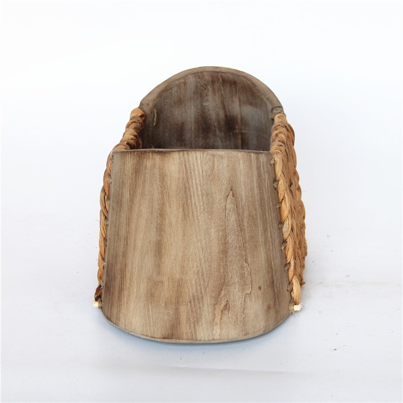 销售手工制作蒲草和泡桐混搭编G织储物器皿装饰工艺摆件